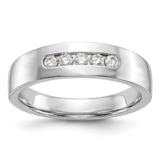 Diamond2Deal 14k White Gold Lab Grown Diamond 5-Stone Band Ring 1/4Ct Clarity- VS Color- G-H