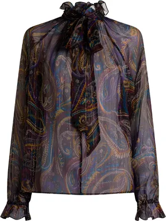 Etro Zijden blouse met paisley-print - Paars