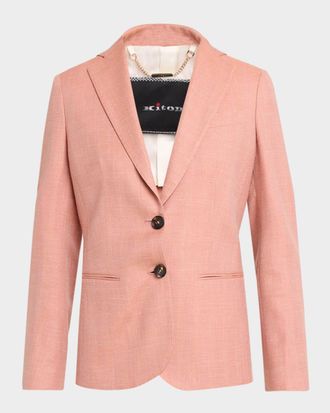 Kiton Herringbone Wool Single-Breasted Jacket