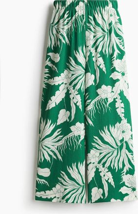 H&M Wide Trousers in Green/white Floral at Nordstrom, Size Xx-Large