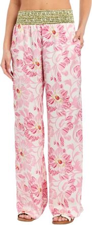 Drew Hattie French Satin Pants In Lotus Print