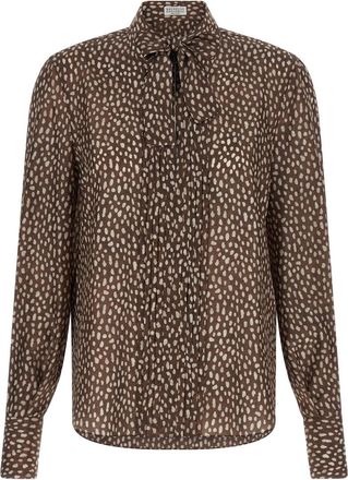 Brunello Cucinelli Brown Relaxed Polka Dot Shirt