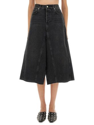 Haikure Cotton Midi Skirt - Black