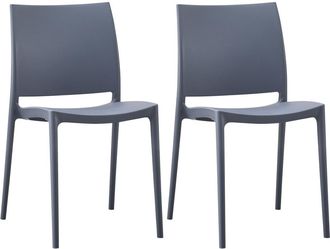 Clp Set de 2 silla de jard&iacute;n apilable en pl&aacute;stico gris