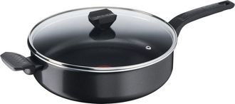 T-fal Easy Cook & Clean padella 28 cm, rivestimento antiaderente, indicatore della temperatura con segnale termico, nero, B5553733, adatta a tutti i piani