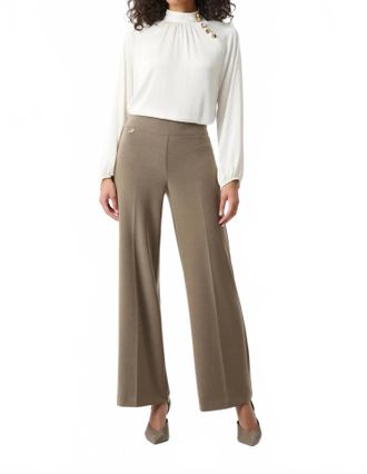Joseph Ribkoff Silky Knit Wide-Leg Pull-On Pants In Taupe