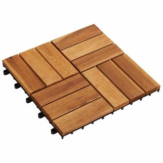 vidaXL Tile De Decking 10 Pcs Marr&oacute;n 30 X 30 Cm Madera De Acacia Vidaxl