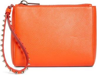 Christian Louboutin Mini Cabata Soft Leather Pouch in Magma/Silver at Nordstrom