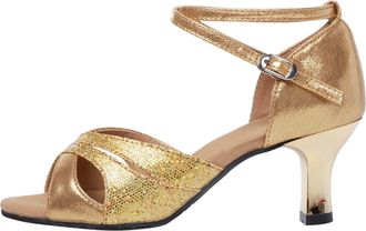 Generic Elegant Womens Prom Ballroom Latin Dance Sandals with Fashion Rhinestone Embellishments for Stylish Performances (Gold, 5.5)