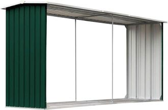 vidaXL Casetilla Para Le&ntilde;a Acero Galvanizado Verde 30x92x153 Cm Vidaxl