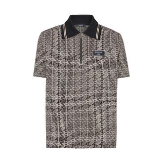 Balmain Polo Shirts, male, Multicolor, Size: 2XL Half-Front Zip Jacquard Sweater