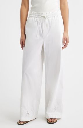Rag & Bone Marin Embroidered Wide Leg Pants in White at Nordstrom, Size Xx-Small