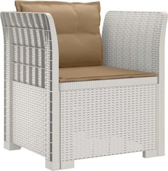 vidaXL Sill&oacute;n Individual Con Cojines Apariencia De Ratan Pp Blanco Vidaxl