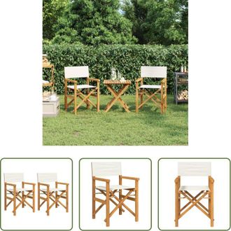 vidaXL Sedie da giardino - Sedie da Regista Pieghevoli 2 pz Crema Legno Massello di Teak