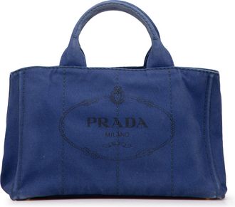 Prada Pre-owned Womens Canapa Tote Bag - Medium Blue Textile - One Size