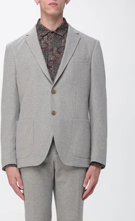 Etro Single-Breasted Cotton Blend Blazer with Lapel Collar