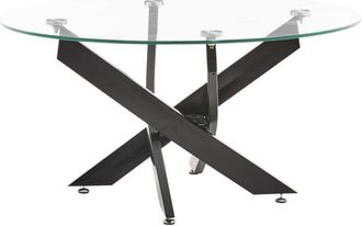 Home Heavenly Home Heavenly - Mesa Centro Redonda De Cristal Dan, De 80 Cm Di&aacute;metro X 40 Cm Altura. 4 Patas Entrecruzadas. Color : Pata Negra