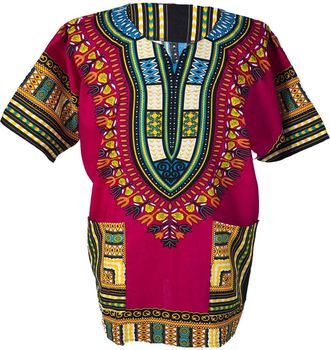 Lofbaz Traditional African Print Unisex Dashiki Size XXL Pink