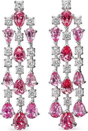 Anabela Chan 18kt white gold Padparadscha Orchid Cascade earrings - women - 14kt Gold/18K White Gold & Rhodium Vermeil/Lab-Grown Synthetic Pink S