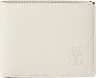 Brunello Cucinelli Portafoglio in pelle con logo goffrato - Bianco