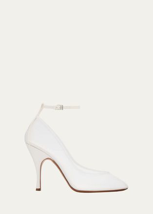 Alaia 100mm Mesh Ankle-Strap Pumps