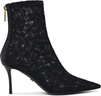 Dolce & Gabbana Lollo zwarte kanten enkellaarzen