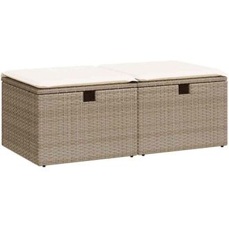 vidaXL Set Sof&aacute;s Jard&iacute;n Y Cojines 2 Pzas Rat&aacute;n Sint&eacute;tico Acacia Beige Vidaxl