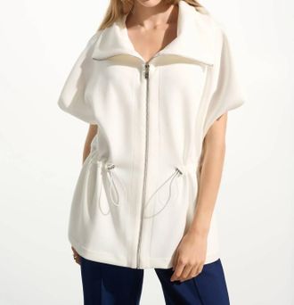 Joseph Ribkoff Scuba Jersey Boxy Jacket With Drawstring Waist In Off White