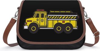 Generic Fire Truck Crossbody Bag Womens Handbag PU Message Bags Shoulder Purse with Adjustable Strap