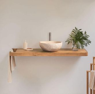 Sklum Conjunto De Mueble De Ba&ntilde;o 130x45 Cm Suspendido En Madera De Teca Neill Sklum