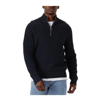 Selected Truien & Vesten, Heren, Blauw, S, Slhtom LS Knit Structure Half Zip