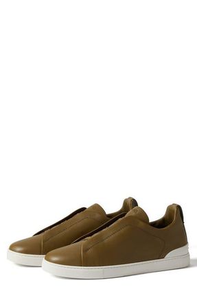 Ermenegildo Zegna Triple Stitch SECONDSKIN Sneaker in Olive Green at Nordstrom, Size 10.5Us