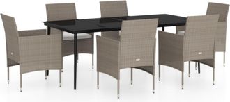 vidaXL Juego De Comedor De Jard&iacute;n 7 Piezas Con Cojines Beige Y Negro Vidaxl