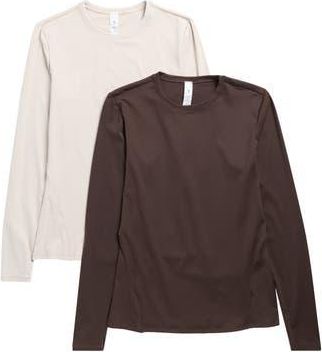 Yogalicious Zenly Zena Assorted 2-Pack T-Shirts in Chocolate Mousse/Shadow Rock at Nordstrom Rack, Size Small