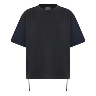 Herno T-Shirts, female, Black, Size: XL T-Shirt in Compact Jersey and Nylon Maestro