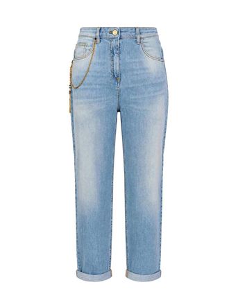 Elisabetta Franchi Denim Swimsuit with Chain Detail