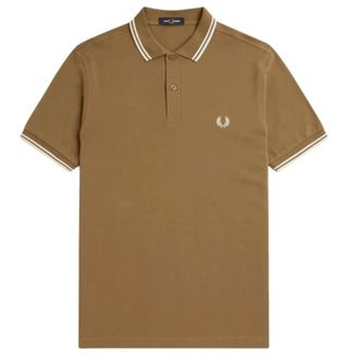 Fred Perry Poloshirt Met Dubbele Bies In De Kleur Shaded Stone