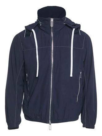 Emporio Armani zip-up hooded jacket - Blue