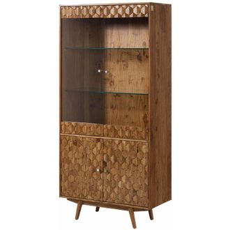 Massivmoebel24 Mosayk 114 vetrina in legno di acacia laccato / natur 90x42x190