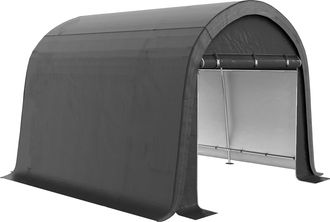 OEM Tendone Da Giardino Per Moto, Bici E Attrezzi Con 2 Ingressi A Zip, In Acciaio E Pe, 300x300x235 Cm, Grigio