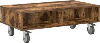 vidaXL Mesa Lateral Con Ruedas Roble Ahumado 90 X 50 X 30 Cm Vidaxl