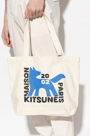 Maison Kitsun&eacute; Shopper Type Bag, Mens, Cream