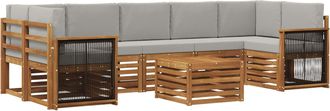 vidaXL Conjunto De Sof&aacute;s De Exterior 8 Uds. Natural Y Gris Claro Vidaxl