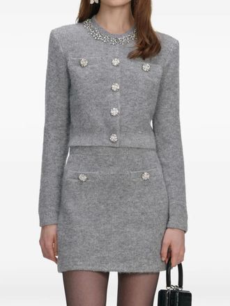 Self Portrait crystal-embellishment cardigan - Grey