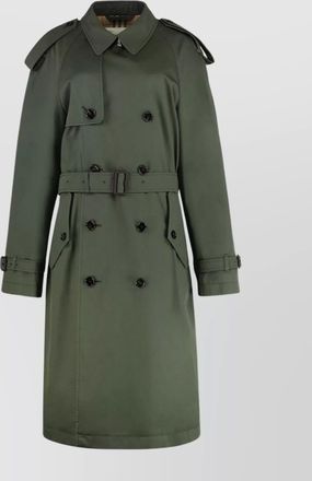 Burberry belted cotton trench coat with slit hem and epaulettes