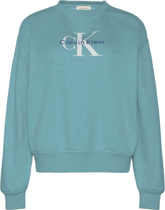 Calvin Klein Jeans Sweatshirt CALVIN KLEIN JEANS LS MONOLOGO FRENCH TERRY RLXD CR, Damen, Gr. XXL (46), arctic, Web, Obermaterial: 100% Baumwolle, regular fit normal, Ru