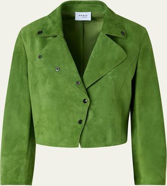 Akris Suede Crop Moto Jacket