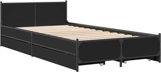 vidaXL Bed Frame with Drawers without Mattress Black 75x190 cm Small Single Vidaxl