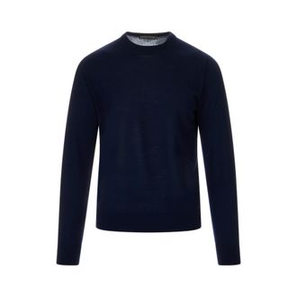 Canali Round-neck Knitwear, male, Blue, Size: 2XL KNT