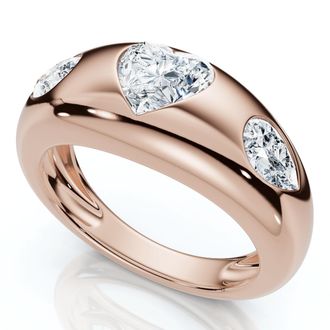 Pompeii3 1 3/10Ct Sloan Heart Shape Flush Set Diamond Dome Band 14k Gold Lab Grown EF/VS